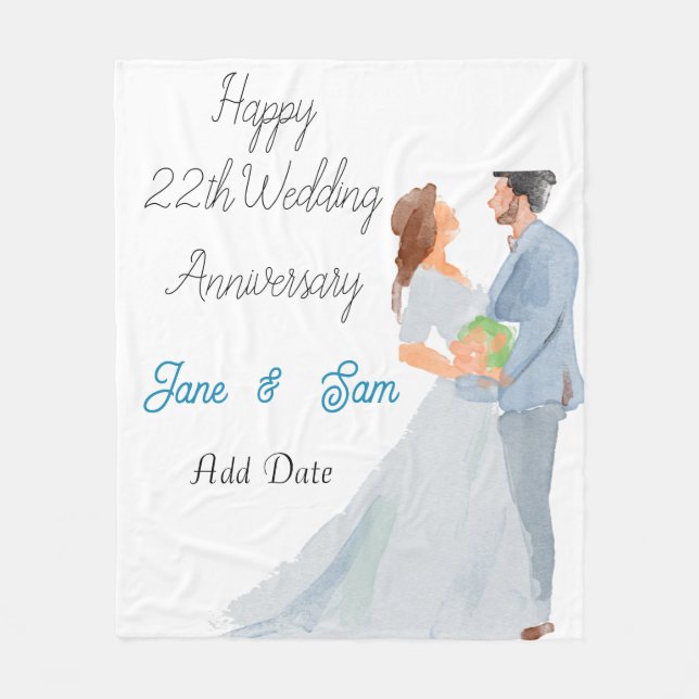  water colour Wedding Anniversary Fleece Blanket (Front)