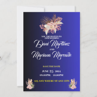 Water colour White and blue wild flowers invitatio Invitation