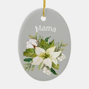 Water Colour White Florals Ceramic Tree Decoration