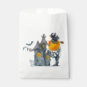 Water colour Witch and spooky  house Halloween Favour Bags