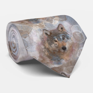 Water colour Wolfs Tie