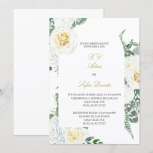 Water coloured Quinceanera invitation in Spanish