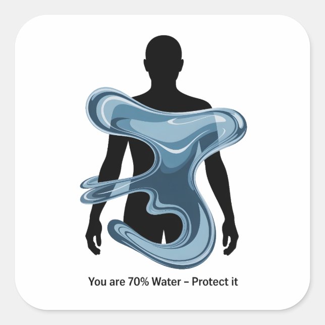 Water Conservation Eco Awareness Design Square Sticker (Front)