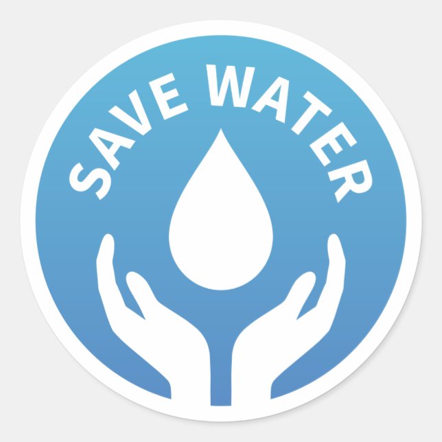 Water conservation / save water badge sticker (Front)