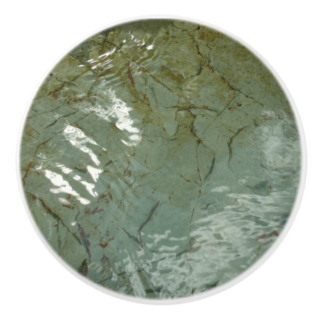 Water-Covered Rock Slab Nature Photo Ceramic Knob (Front)