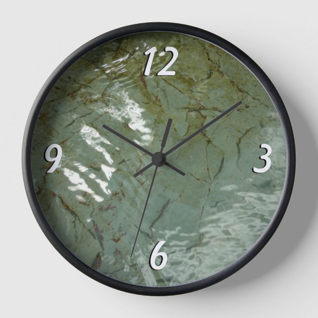 Water-Covered Rock Slab Nature Photo Clock (Front)