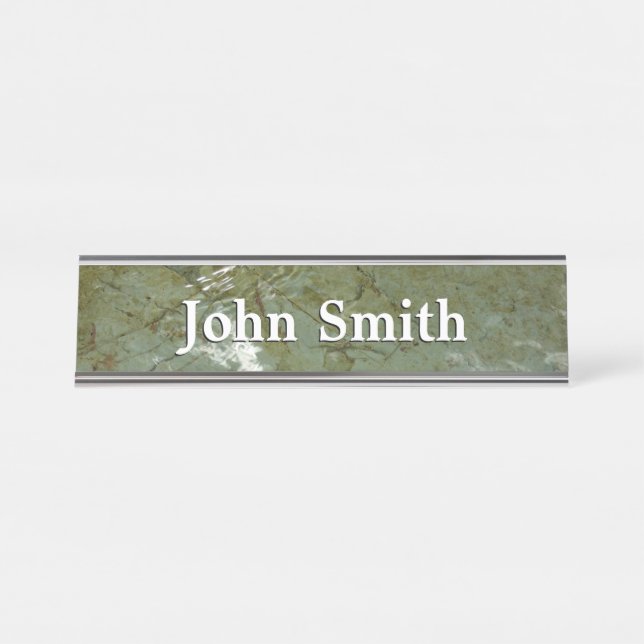 Water-Covered Rock Slab Nature Photo Desk Name Plate (Front)