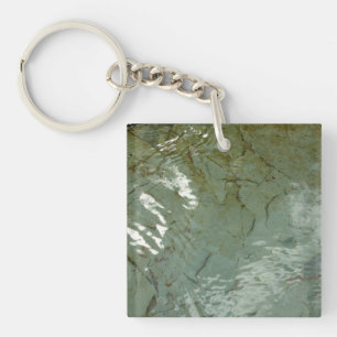 Water-Covered Rock Slab Nature Photo Key Ring