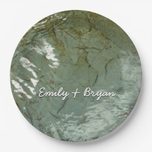 Water-Covered Rock Slab Nature Photo Paper Plate