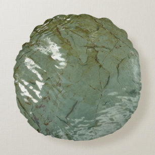 Water-Covered Rock Slab Nature Photo Round Cushion
