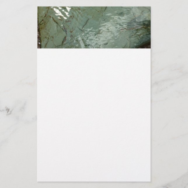 Water-Covered Rock Slab Nature Photo Stationery (Front)