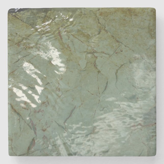 Water-Covered Rock Slab Nature Photo Stone Coaster (Front)