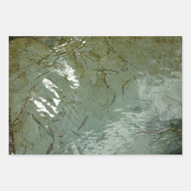 Water-Covered Rock Slab Nature Photo Wrapping Paper Sheet (Front)