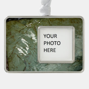 Water-Covered Rock Slab Silver Plated Framed Ornament