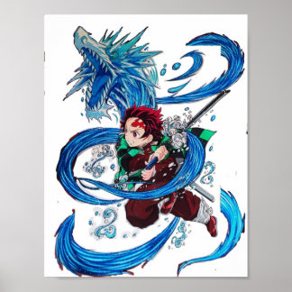 Water dance Tanjiro Kamado  demon slayer Poster