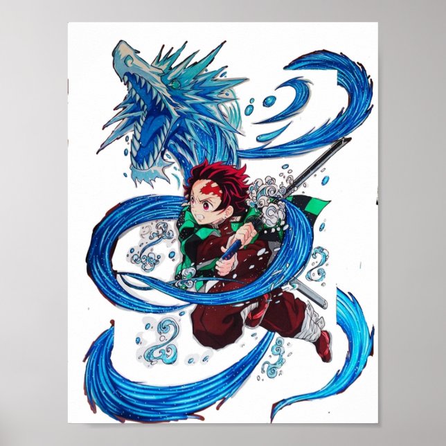 Water dance Tanjiro Kamado  demon slayer Poster (Front)