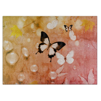 Water Dew and Butterflies Cutting Board