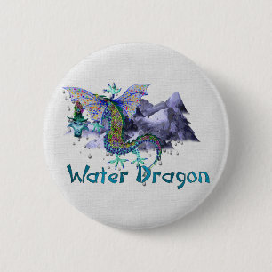 Water Dragon 6 Cm Round Badge