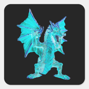 Water Dragon Fantasy Art, Mythical Creature Square Sticker