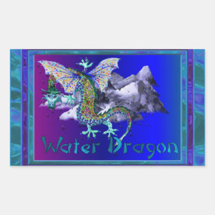 Water Dragon Rectangular Sticker