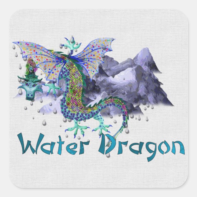 Water Dragon Square Sticker (Front)