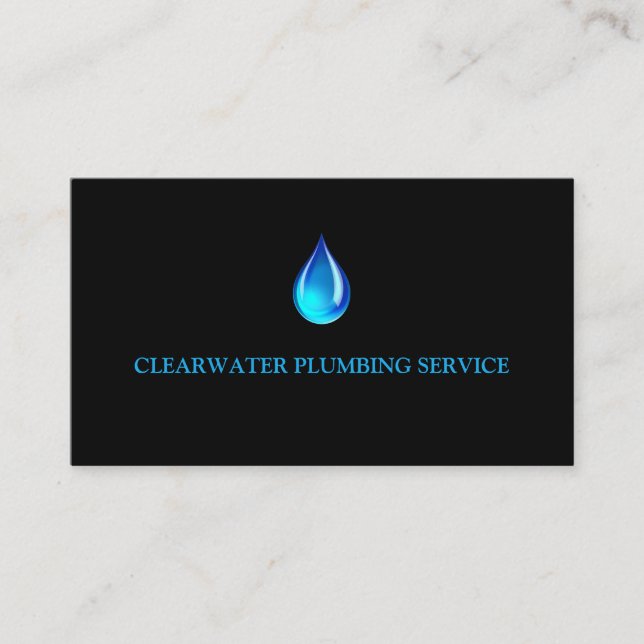 Water Drip Professional Plumbing Plumber Service Business Card (Front)