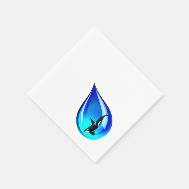 Water Drop and Orca Napkin (Corner)