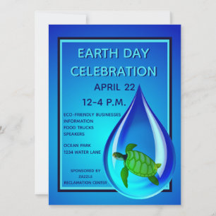 Water Drop and Sea Turtle Invitation