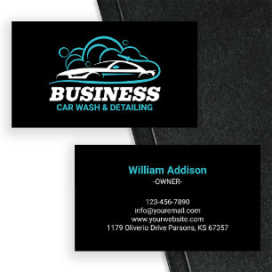 Water Drop Blue Car Wash Professional Business Card