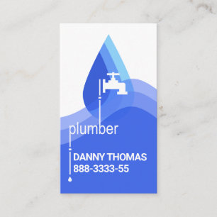 Water Drop Blue Waves Plumbing Business Card
