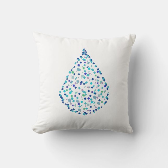 Water Drop Droplets Turquoise Cushion Throw Pillow (Front)