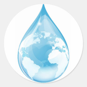 Water drop globe classic round sticker