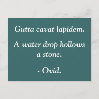Water drop hollows a stone - Ovid quote Postcard