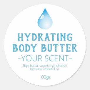 Water Drop Hydrating Handmade Body Butter Classic Round Sticker