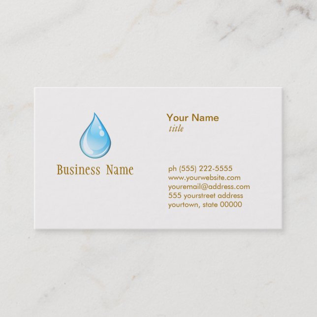 Water Drop Plumbing Business Card (Front)