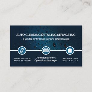 Water Drop Special Icon Border Automotive Car Wash Business Card