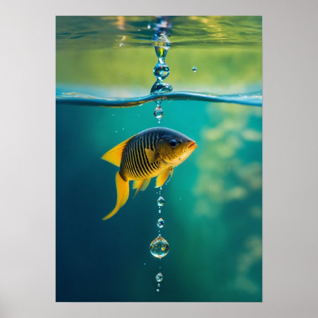 Water Drop Transforms into Diving Fish with a Soft Poster (Front)