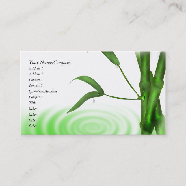Water Drop Water Ripple Bamboo Business Card (Front)