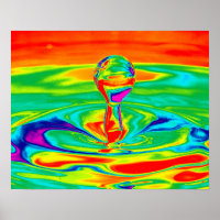 Water Droplet in Psychedelic Colours Poster/Print