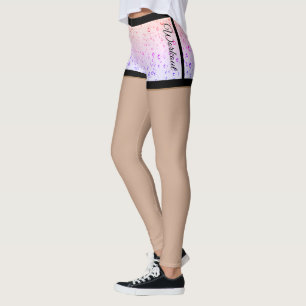 Water droplet shorts pink purple beading leggings