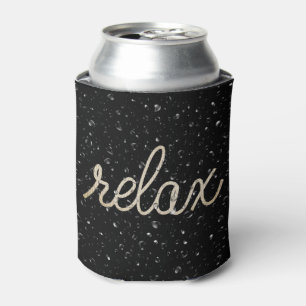 Water Droplet with Rope Relax Text Can Cooler