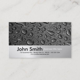 Water Droplets Brushed Metal Design business card