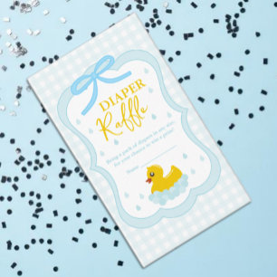 Water Droplets Gingham Baby Shower Diaper Raffle Enclosure Card