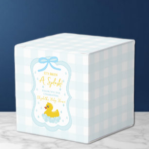 Water Droplets Gingham Boy Baby Shower Thank You Favour Box