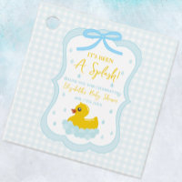 Water Droplets Gingham Boy Baby Shower Thank You