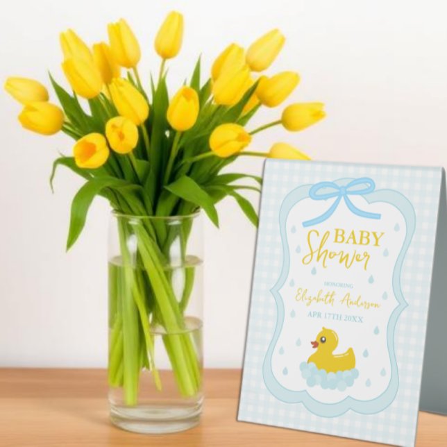 Water Droplets Gingham Boy Baby Shower Welcome (Creator Uploaded)
