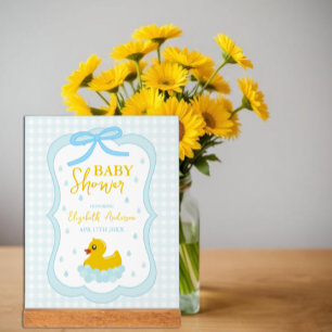 Water Droplets Gingham Boy Baby Shower Welcome Acrylic Sign