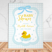 Water Droplets Gingham Boy Baby Shower Welcome