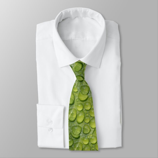 Water Droplets Green Leaf Nature  Tie (Tied)