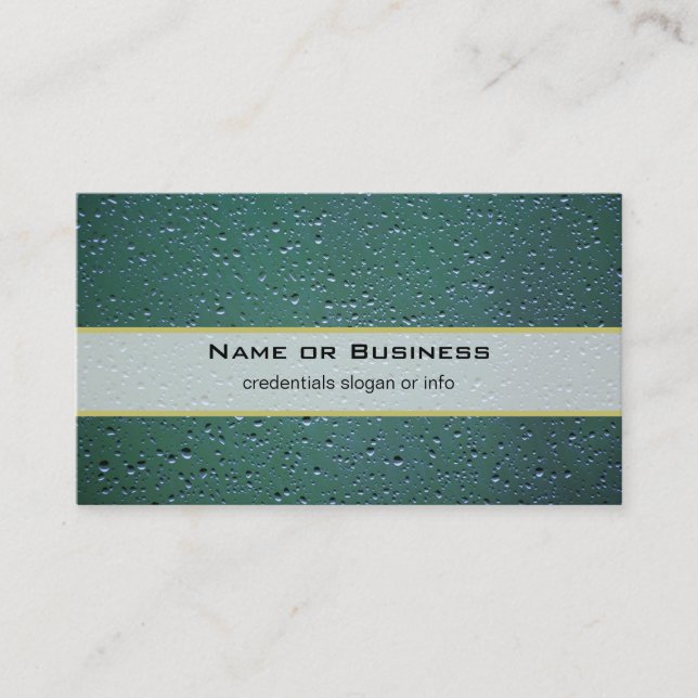 Water Droplets on a Green Background Business Card (Front)